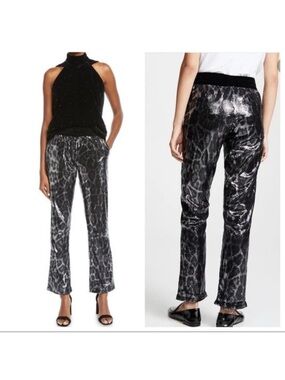 RtA Women's Ash Leopard Sequin Sterling Joggers Pull On Sparkle Pants US M
